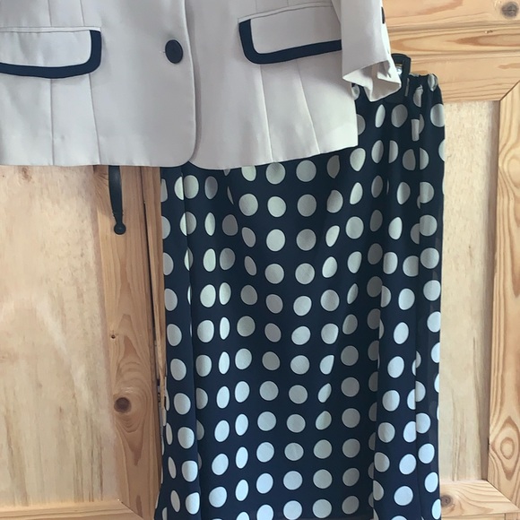 Studio one polkadot dressy Career skirt suit blazer set size 16 - Picture 3 of 5